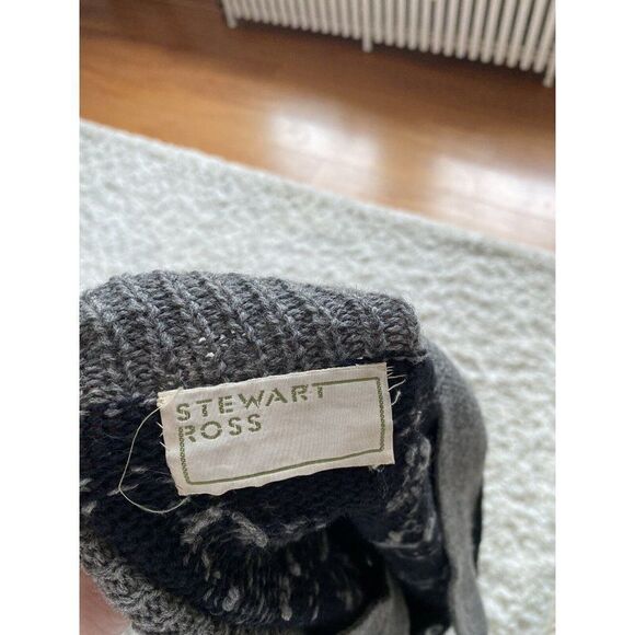 Vintage Stewart Ross Sweater Cardigan Wool Dog Dogs Black Grey Novelty Large - Picture 9 of 9